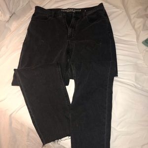 Worn black American eagle mom jeans